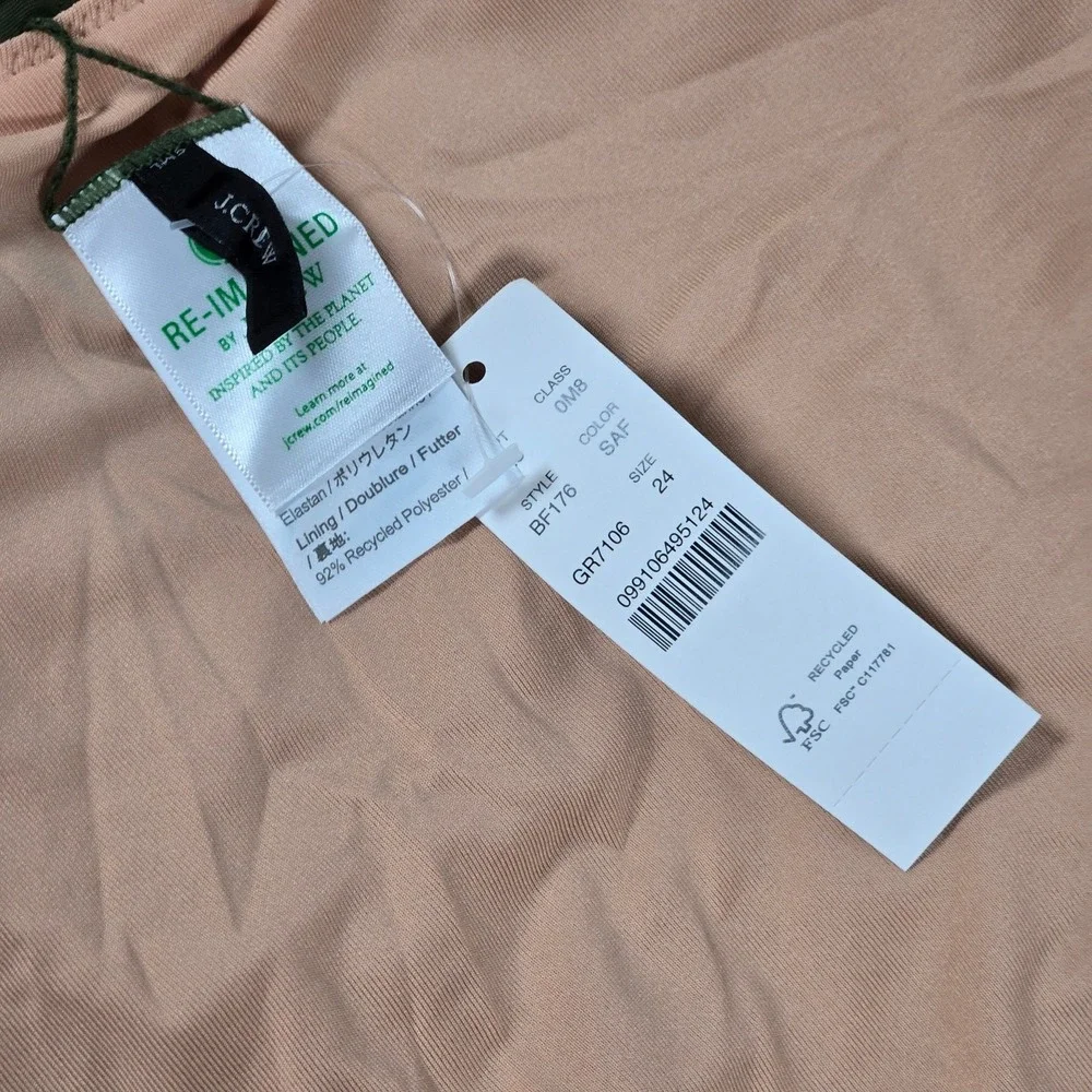 J. Crew Ruched sweetheart one-piece in Safari Green‎ Plus 24 NWT
